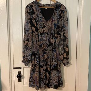 Allison Joy Paisley Black/Purple/Blue Mid-length Dress